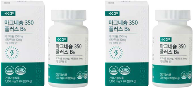 근육경련 스트레스 테아닌까지 신경 근육 에너지생성 글루콘산 함유 마그네슘 350mg 플러스 비타민B6, 2세트, 90정