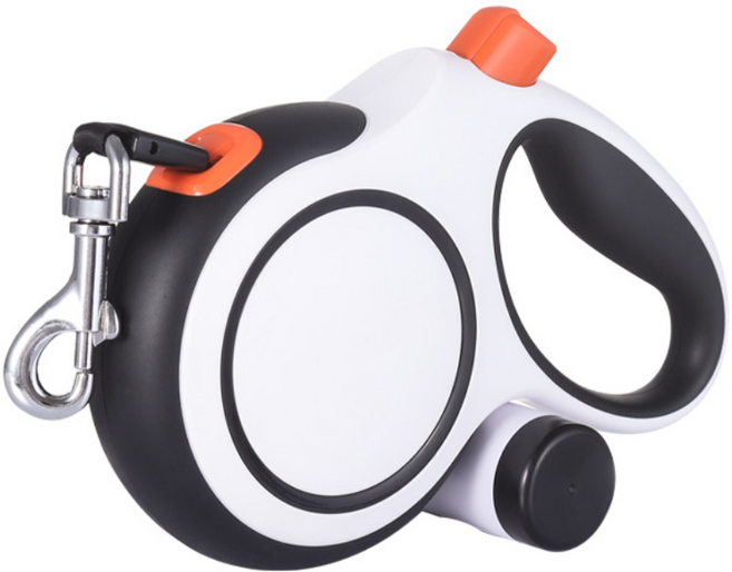 아미토 고급형 자동 리드 꼬임방지 강아지 리드줄 5M 배변봉투수납, 1개, 화이트