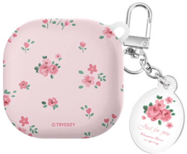 플라워 가든 버즈라이브/버즈3/버즈3프로 하드 케이스 +아크릴 키링 세트, 플라워 가든_로즈, 버즈라이브(공용)