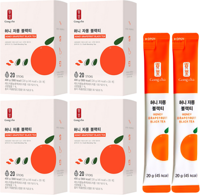 공차 허니자몽블랙티, 20g, 20개입, 4개