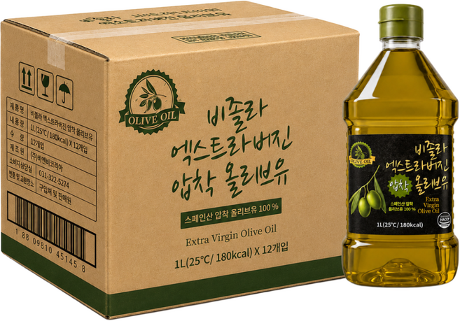 비졸라 엑스트라버진 올리브유 1L x 12 (1박스), 12개