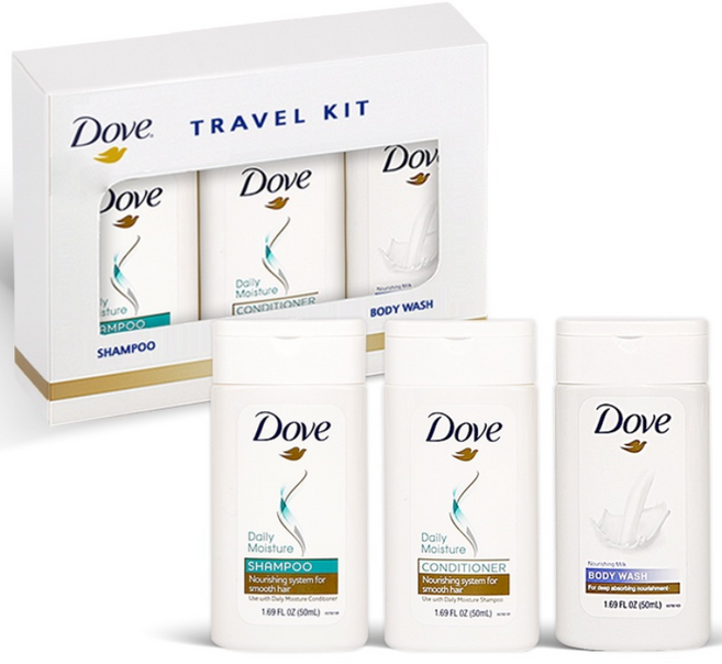 [도브] Dove 샴푸 바디워시 컨디셔너 여행용 3종세트, 1세트