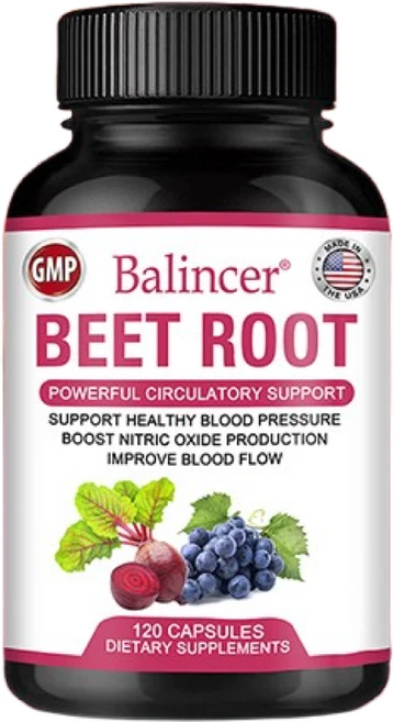 비트 뿌리 캡슐 - 혈압 지원을 위한 비트 뿌리 추출물 - 비건 질산염 보충제 - 산화질소는 자연적인 체력과 에너지를 지원하고 혈류를 개선합니다., 60캡슐, 1개, 60정 - 쿠팡