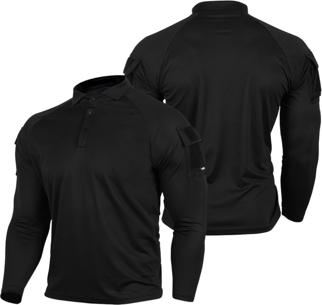 택티컬 셔츠 아머 전술 긴팔 카라 티셔츠 검정 + 태극기 코리아 패치 - 밀리터리 경호 가드 강철부대 시큐리티 전술 훈련 장비 서바이벌 아웃도어 보안 요원 부대 스포츠