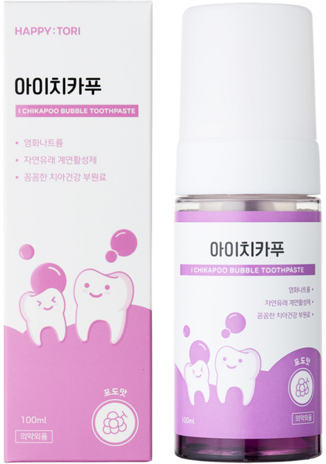 해피토리 아이치카푸 유아 초미세 버블치약 뉴질랜드소금 유아치약 충치예방, 1개, 100ml