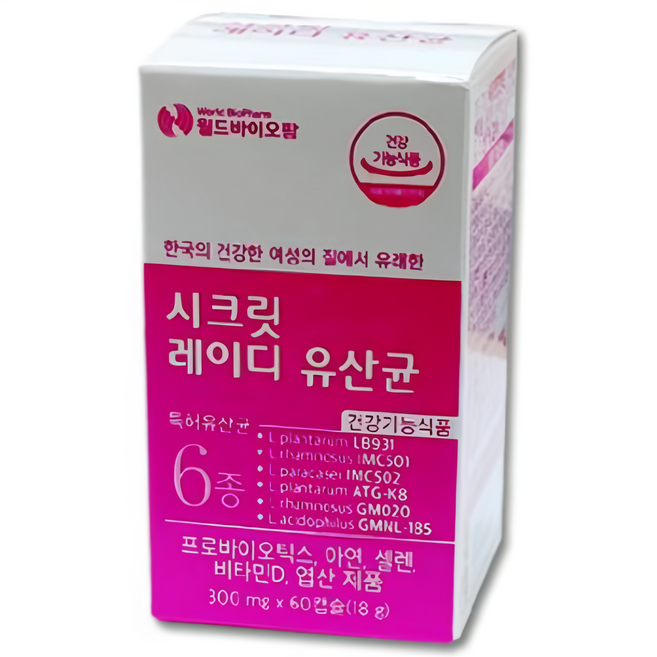 월드바이오팜 시크릿 레이디 유산균 60캡슐 2개월분, 1개, 60정