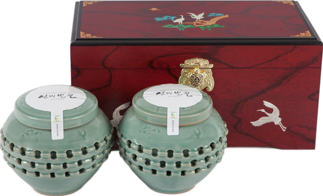 아카시아벌꿀 도자기선물세트 / 소백산 자연벌꿀, 2개, 600g