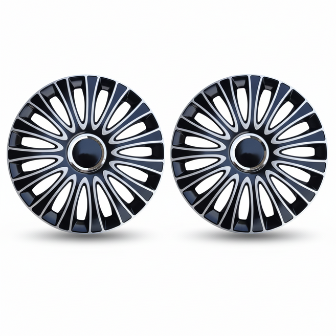 MOSIDA 포터2 봉고3 전륜 후륜 휠커버 세트(2개) 휠캡 드레스업 스타일업 인치별제공, 15인치 CC 실버/블랙, 1세트