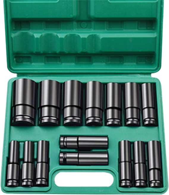 임팩 소켓 육각 세트 15PCS 롱소켓 1/2인치 8~32mm 복스알 보관케이스 롱복스, 1세트