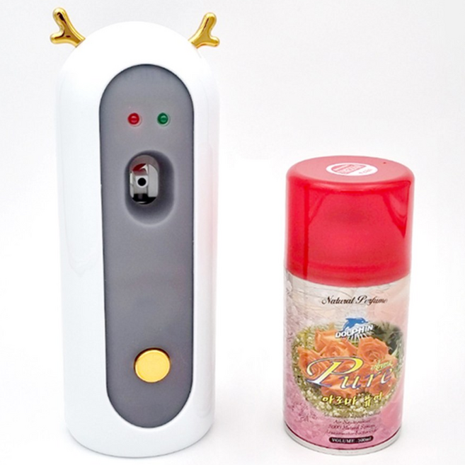 레이븐 방향제 자동분사기 본체 향캔 리필 화장실 원룸 가정용 거실 실내 사무실 욕실 업소용 방향제 자동분사 디스펜서, 자동분사기+아로마향_라벤다, 1세트, 280ml