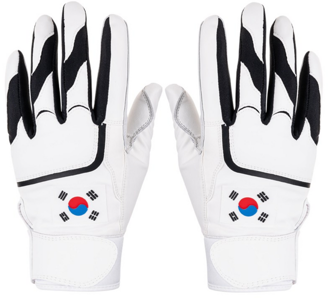 업셋 국가대표 태극기 양피 배팅장갑, 1세트, 커스텀로고_블랙
