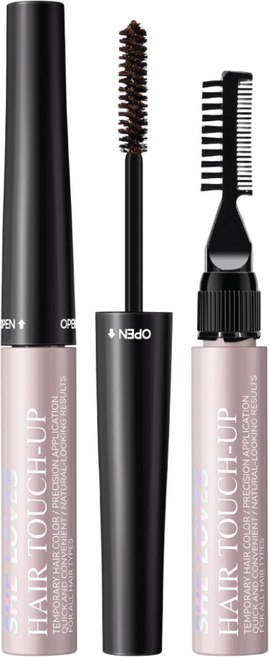 이루온 2in1 새치커버 마스카라 뭉침없는 미세 브러쉬 일체형 빗 듀얼 헤어 마스카라, 1개, 01.다크브라운