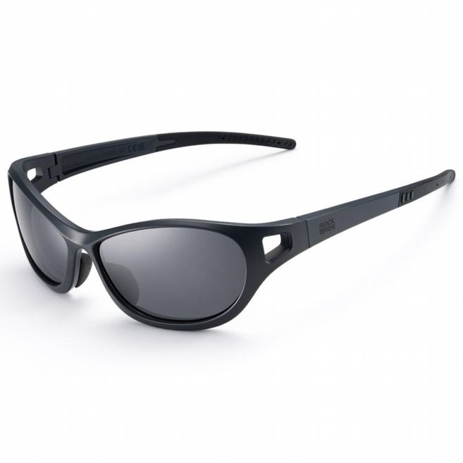 락브로스 초경량 UV400 편광 스포츠 고글 자전거/아웃도어 고글, 1개, 딥 블루/편광 그레이 렌츠