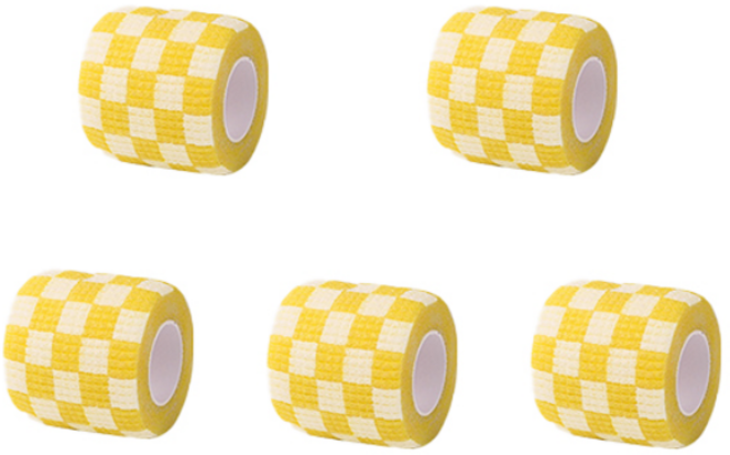 치프몰 반려동물 자가접착 신발 붕대 5개입, 5cm 체크 옐로우