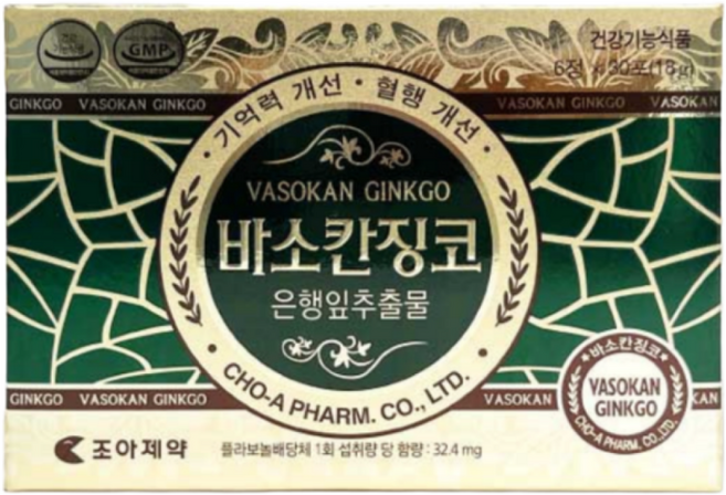 조아제약 바소칸징코 180정 조아바소칸, 180회분, 1박스