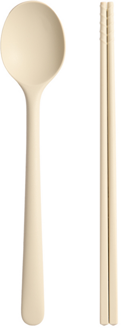 트루쿡 실리콘 안전한 다용도 수저세트, 1세트, 숟가락+젓가락, 베이지