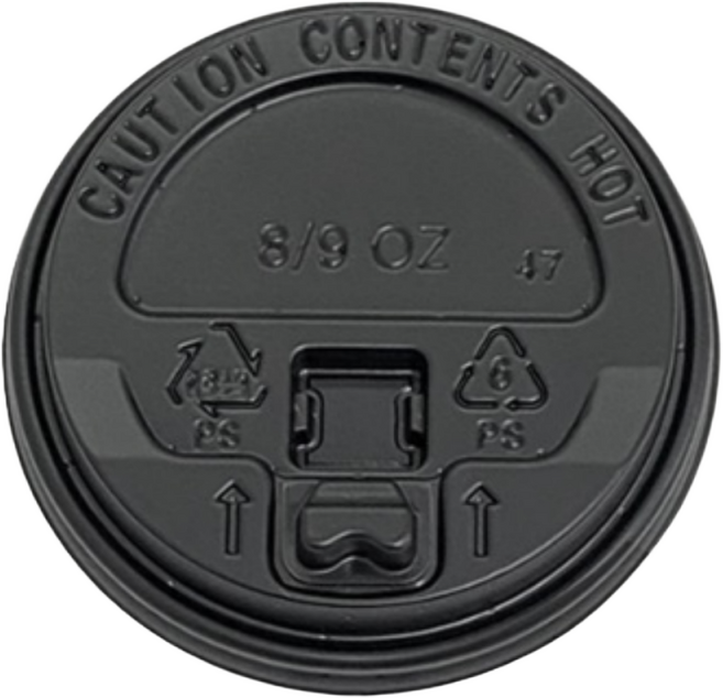 8온스 테이크아웃 종이컵 검정뚜껑 리드, 1개, 100개, 검은 뚜껑, 검정