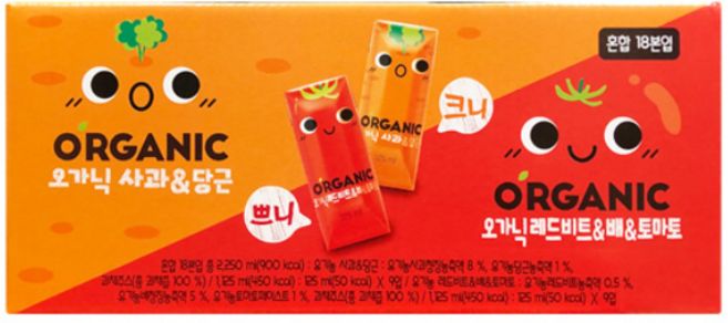 롯데 오가닉 크니쁘니 혼합쥬스 세트 (125ml x18입)
