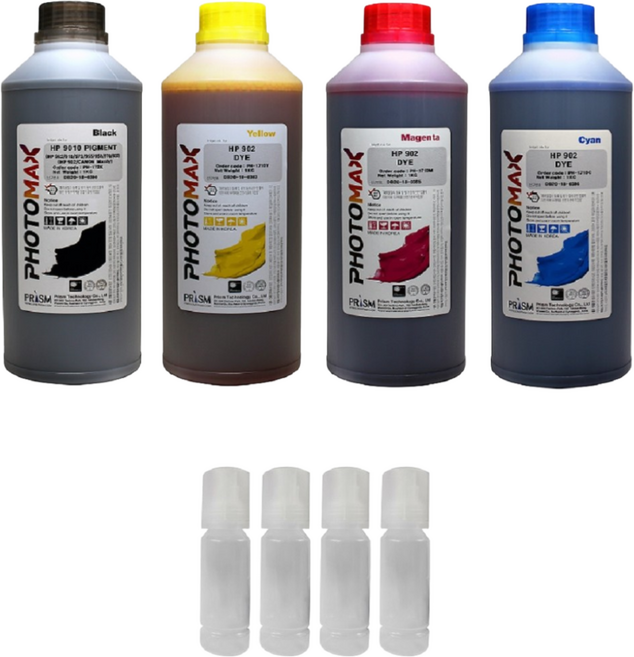 HP무한잉크 충전 리필 호환 HP9010 HP7740 HP8710 HP8610, 1000ml, 1세트, HP검정안료+컬러안료(상세페이지 꼭 확인)