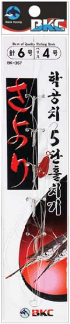 BKC 학꽁치 5단 훌치기 채비 BK-367 훌치기 묶음 바늘 카드채비, 3개, 1개입