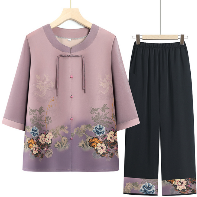 50대 60대 엄마옷 여름 반팔 셔츠+바지 세트 7부 아웃핏 쿨링 모시 린넨 통풍 간절기 외출복 중년 여성 비보뉴