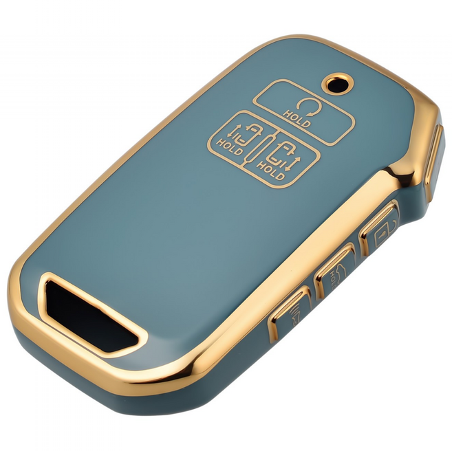 OFFCURVE 기아자동차 엣지라인 7버튼 스마트키 카니발 KA4 풀커버 적용 TPU 키케이스 키홀터 단품 다양한 컬러, K04 기아, 블루 골드