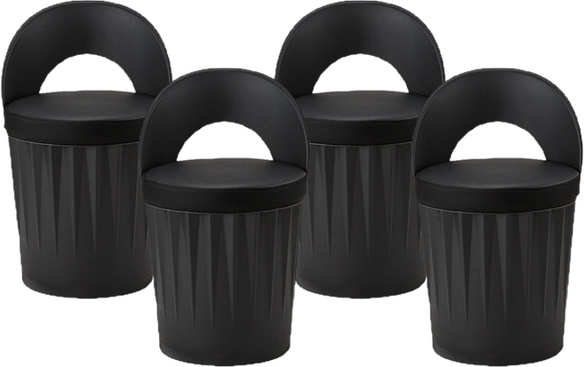 파란들 드럼체어 일체형 스툴의자 등받이형 블랙 1개, 4개