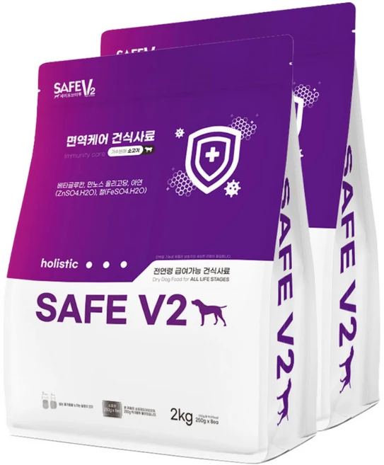 세이프브이투 가수분해 저알러지 면역력향상 강아지사료 소고기 2kg, 소, 2개 - 쿠팡