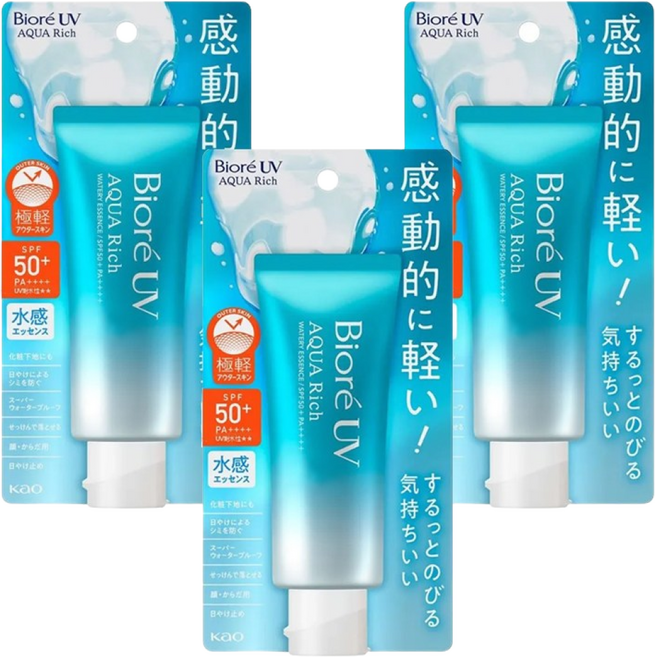 비오레 UV선크림 아쿠아리치 워터리 에센스 SPF50+ 70g 1개 2개 3개