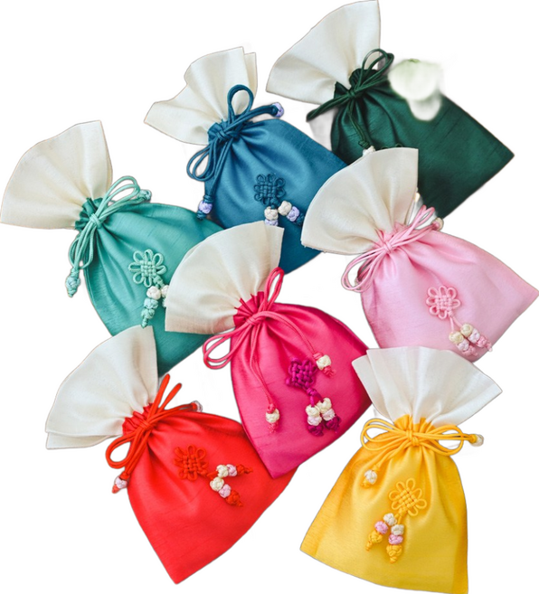 위클 오색찬란 복주머니 간식 구디백 빨강, 2개, 빨강복주머니구디백+6개 미니캔디류