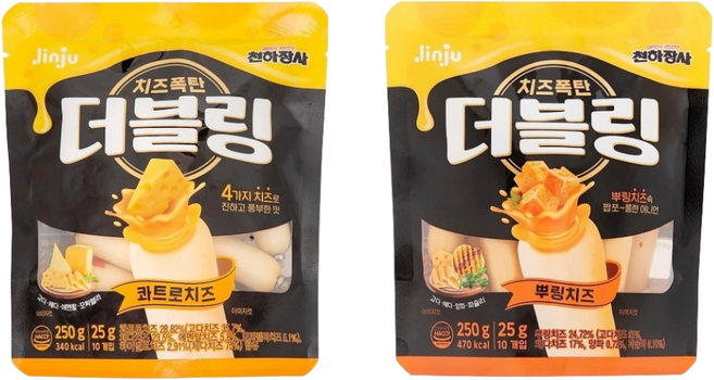 천하장사 소시지 더블링 2종(콰트로치즈+뿌링치즈), 500g, 1개
