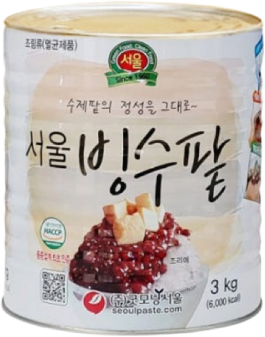 자연일로 굿모닝서울 빙수팥 통조림 팥빙수재료 1box (3kg * 6개), 3kg, 6개