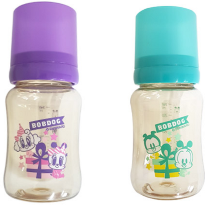 리틀밥독 국내 제조 NEW PPSU 노꼭지젖병 트윈팩, 퍼플, 민트, 180ml, 2개
