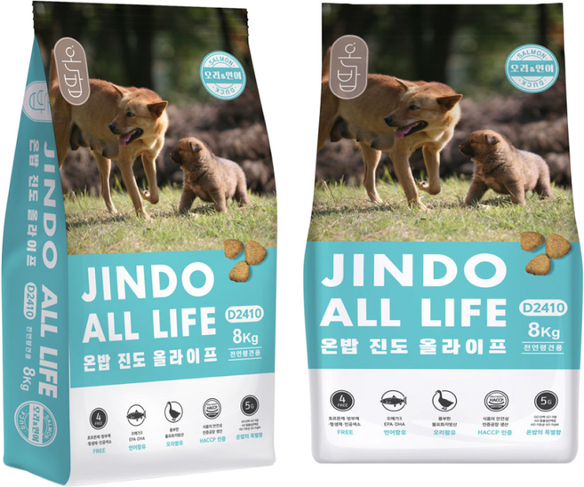 온밥 전연령견용 진도 올라이프 건식사료, 2개, 8kg