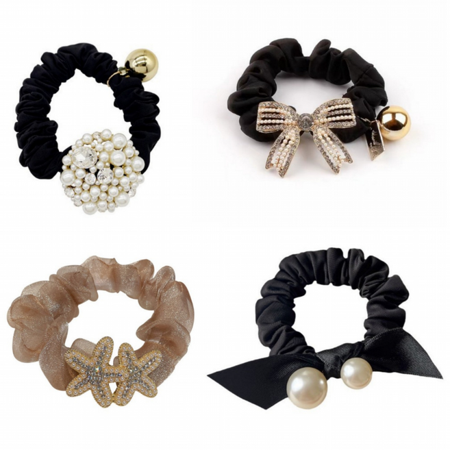 아름디오 고탄력 진주 곱창 머리끈 [4P] 세트