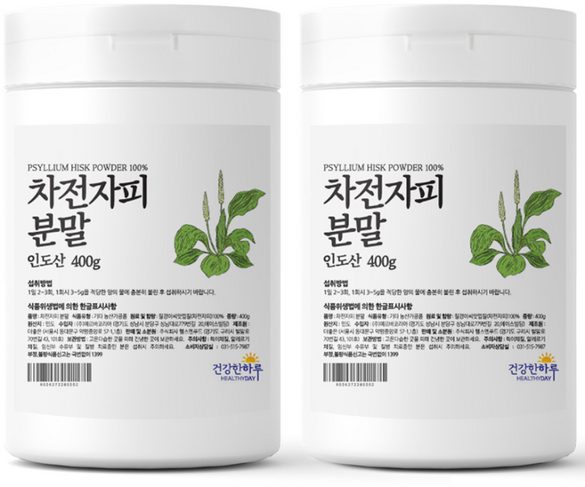 헬스앤푸드 인도산 차전자피(질경이껍질) 분말, 2개, 400g