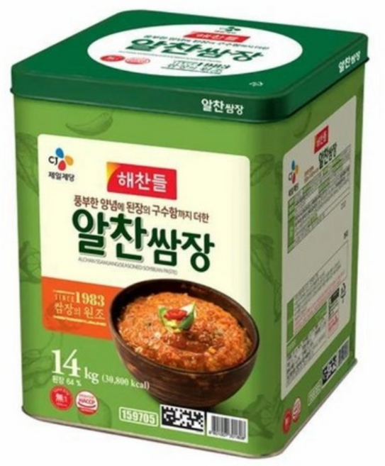 해찬들알찬쌈장 말통, 14kg, 1개