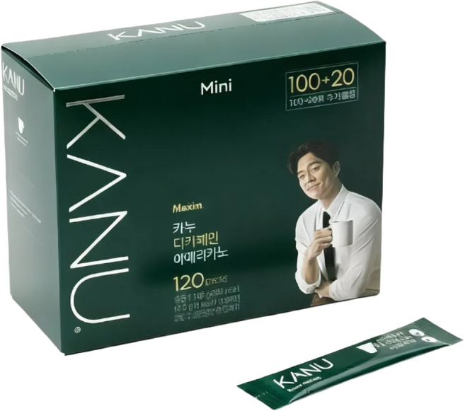 [LUCAS마켓] 카~누 미니 디카페인 아메리카노 | 카페인 없는 밤에 마시는 커피 | 임산부 수유부 안심 스틱커피 | 홈카페 디카페인, 1개, 120개입, 900mg