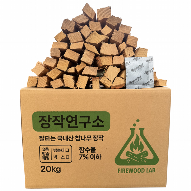 장작연구소 프리미엄 국산 참나무 장작 3차건조 20kg, 1개