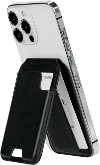 아이시(isee) 맥세이프 강력자석 각도조절 스탠드 카드지갑 (카드4장 수납), 블랙, 1개 - 맥세이프 카드케이스