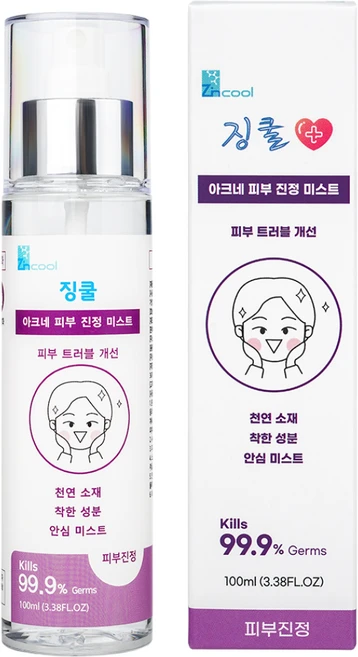 징쿨 아크네 피부진정 미스트 여드름성 피부 트러블 개선 항균 항진 피부활성화 천연소재 안심 미스트, 100ml, 1개 - 쿠팡