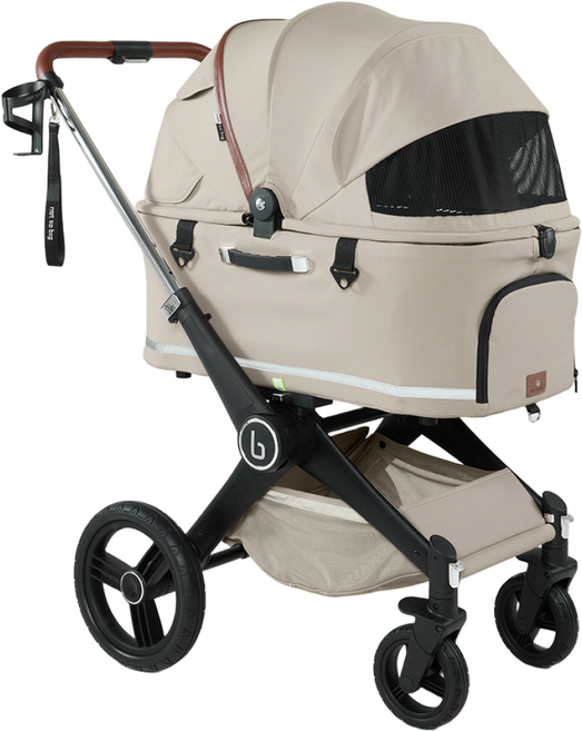 낫쏘빅 반려동물 파트라슈3 캐리어 분리형 유모차 + 레인커버 + 컵홀더 + 숄더스트랩 세트, 크림베이지, 1세트