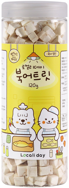 로컬리데이 강아지 고양이 북어트릿 저염분 국내생산 동결건조 간식, 1개, 120g, 북어