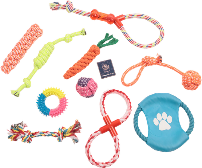 딩동펫 퍼니 당근 실타래 반려동물 장난감 10종 세트, 혼합색상, 1세트