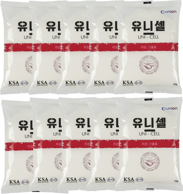 유니셀 시멘트 혼합제 유니온 시멘트 몰탈 견출 혼화제 70g, 10개