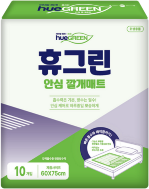 휴그린 침대 깔개매트 국내생산 방수 위생 산모패드 일반형, 5개, 10개입, FREE(onesize)