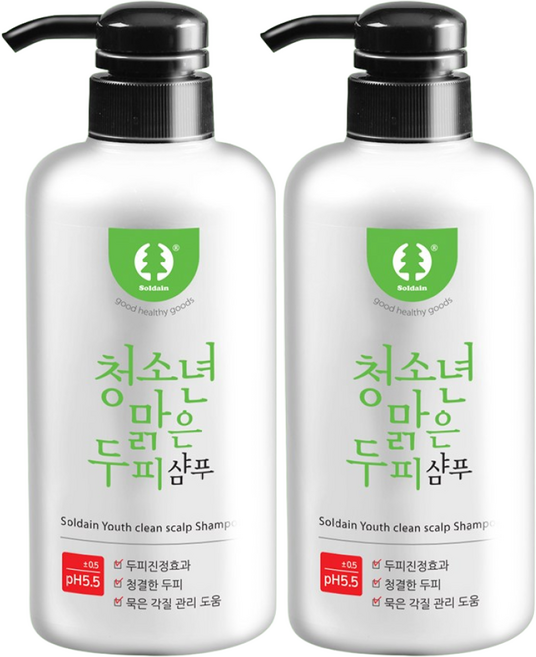 솔다인 청소년 비듬전용 맑은 두피 샴푸, 500g, 2개