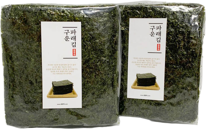 울돌목 두번 구운 파래김 50매 무조미 구운김, 단품, 2개