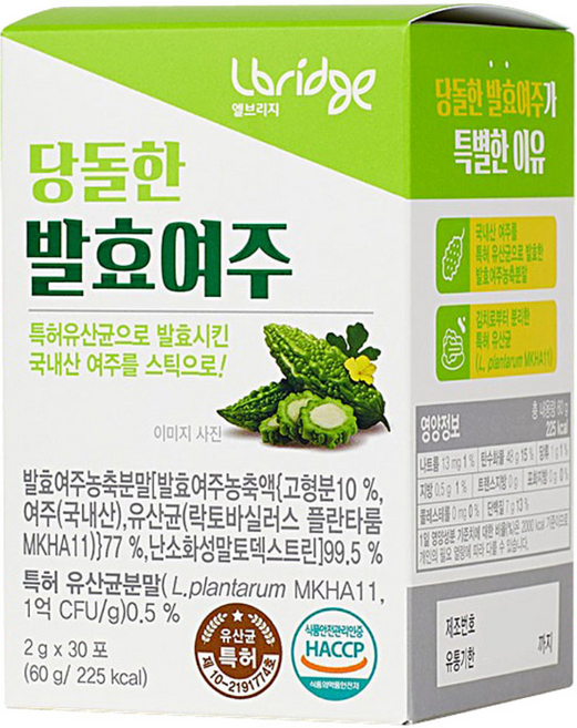 엘브리지 당돌한 발효여주 국내산 고농축 유산균함유 여주분말 스틱, 1박스, 60g
