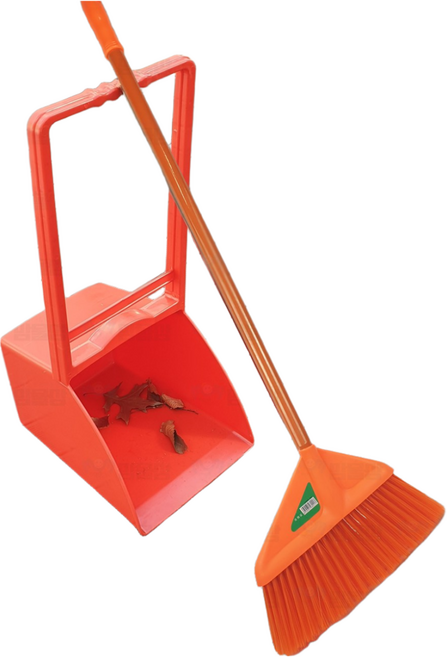 외곽쓰레받이 세트 삼태기 외곽쓰레받기+나일론비(오렌지빗자루), 1세트, 적색 오렌지